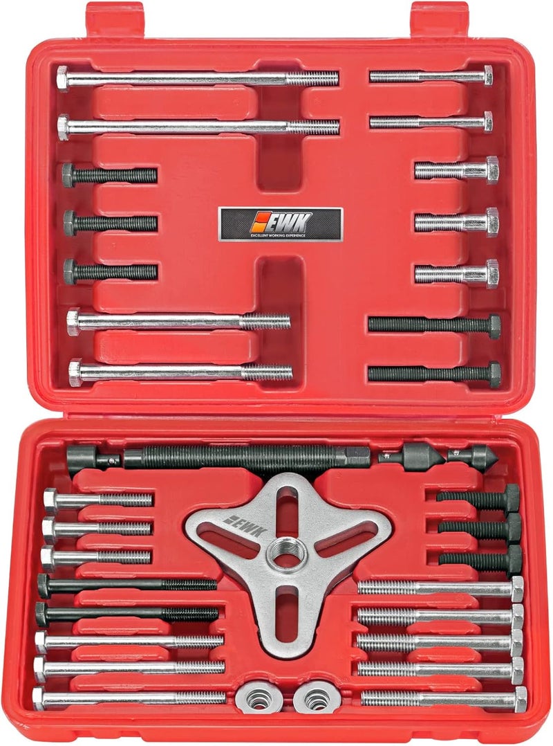 EWK 51 Pcs Harmonic Balancer Puller Set, Steering Wheel Puller, Crankshaft Pulley & Gear Puller, Flywheel Removal Tool - Image 1
